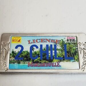 Jimmy Buffett Keychain Margaritaville "License 2 Chill" 1.25" Ring Silver Beach